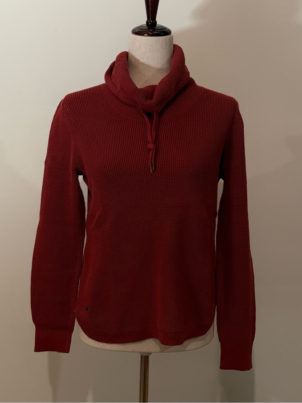 LAUREN RALPH LAUREN Funnel Neck Waffle Knit Cotton Pullover Sweater